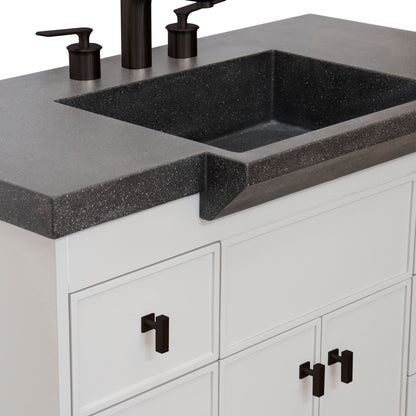 39" Single Sink Vanity Light Gray Finish in Black Concrete Top