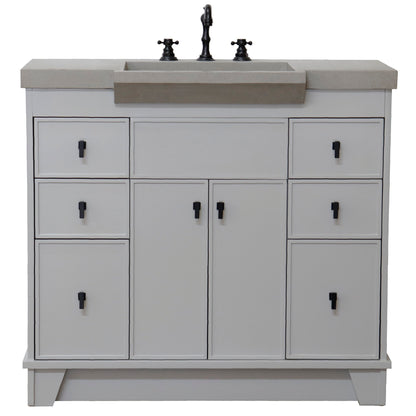 39" Single Sink Vanity Light Gray Finish in Gray Concrete Top