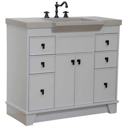 39" Single Sink Vanity Light Gray Finish in Gray Concrete Top