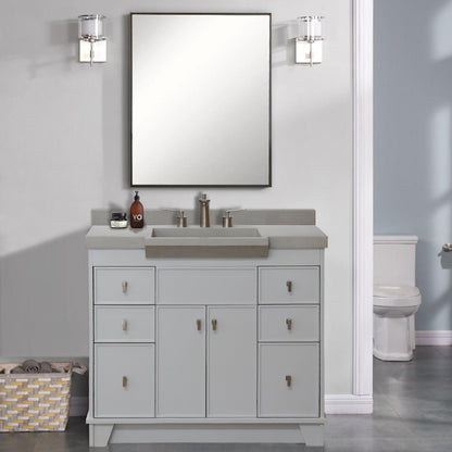 39" Single Sink Vanity Light Gray Finish in Gray Concrete Top