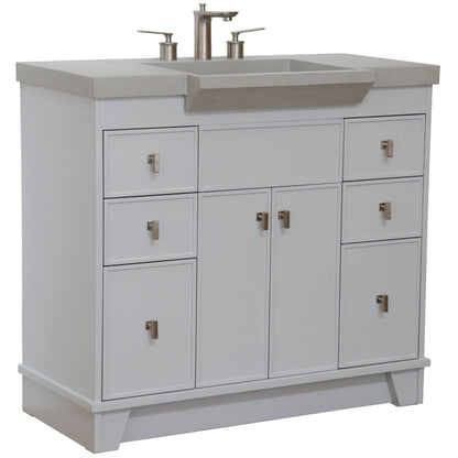 39" Single Sink Vanity Light Gray Finish in Gray Concrete Top