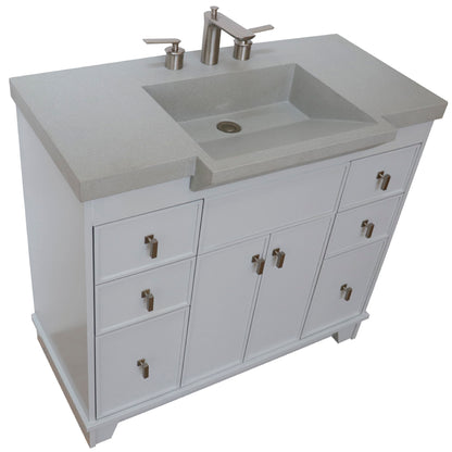 39" Single Sink Vanity Light Gray Finish in Gray Concrete Top