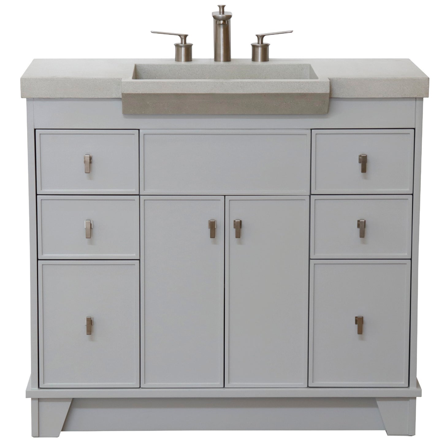 39" Single Sink Vanity Light Gray Finish in Sandy White Concrete Top