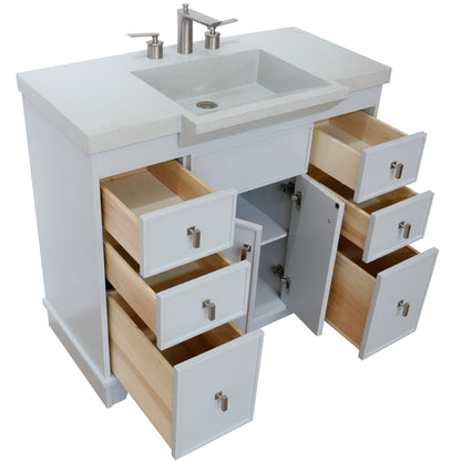 39" Single Sink Vanity Light Gray Finish in Sandy White Concrete Top