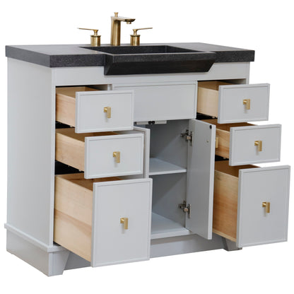 39" Single Sink Vanity Light Gray Finish in Black Concrete Top
