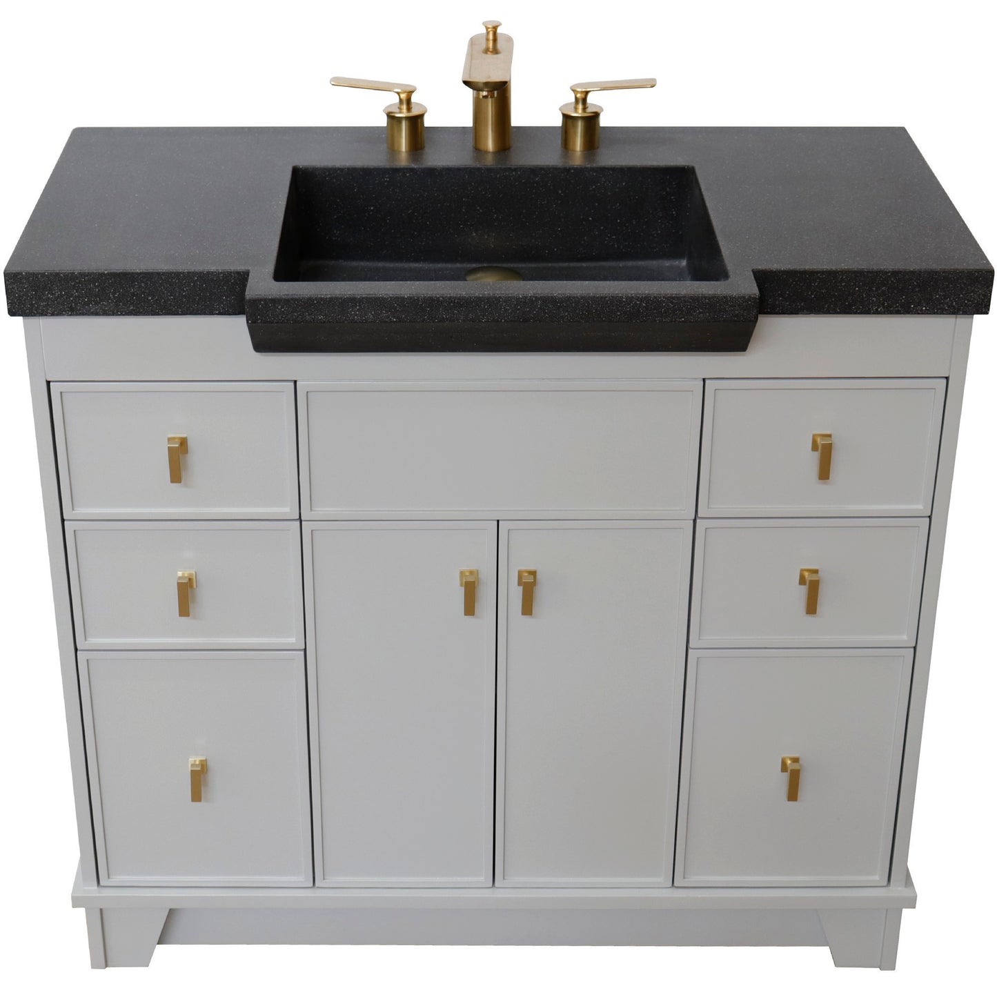 39" Single Sink Vanity Light Gray Finish in Black Concrete Top