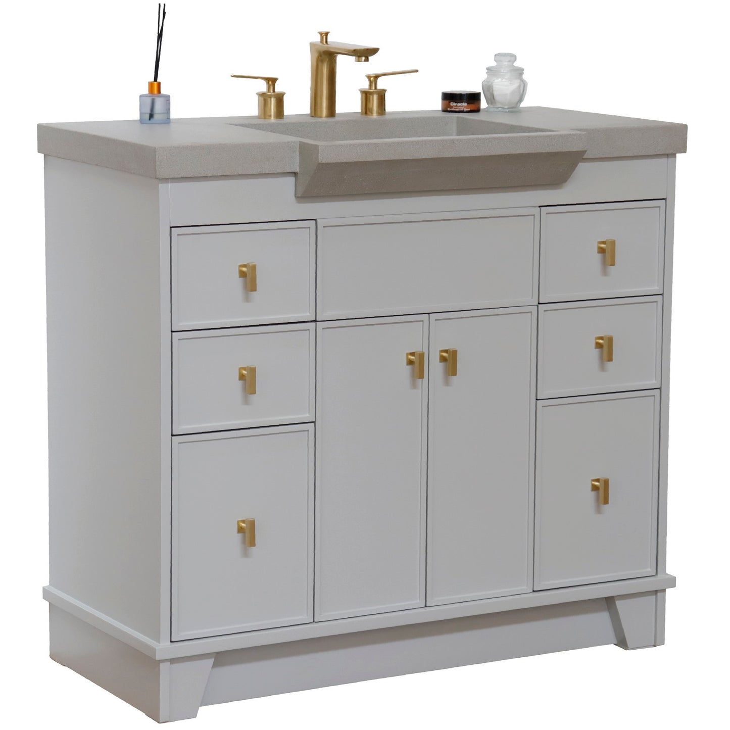 39" Single Sink Vanity Light Gray Finish in Gray Concrete Top