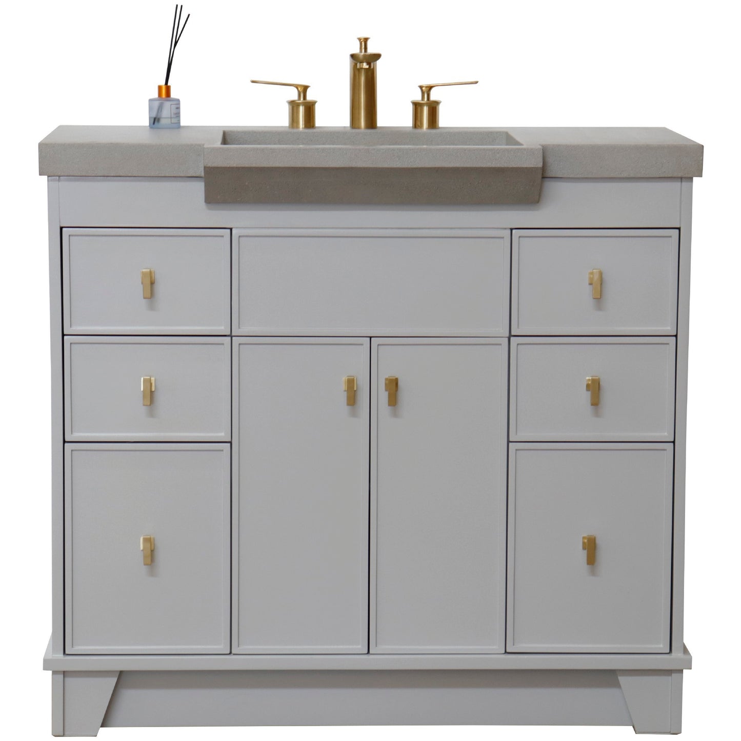 39" Single Sink Vanity Light Gray Finish in Gray Concrete Top