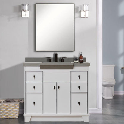 39" Single Sink Vanity White Finish in Gray Concrete Top
