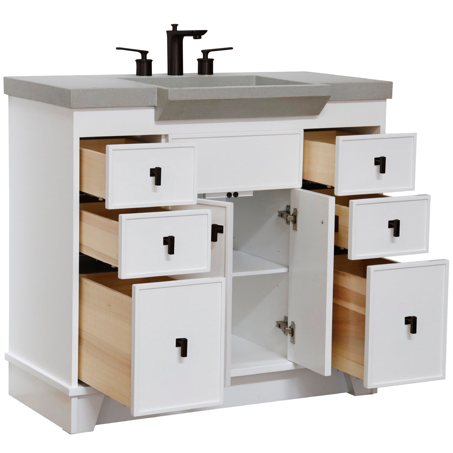 39" Single Sink Vanity White Finish in Gray Concrete Top