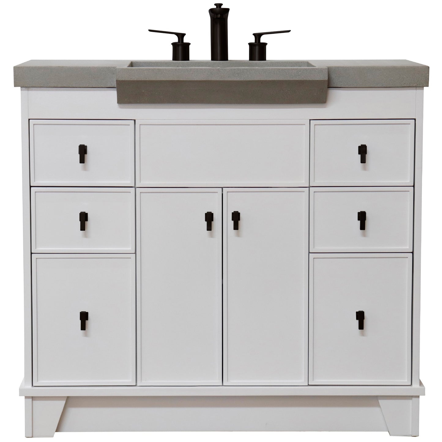 39" Single Sink Vanity White Finish in Gray Concrete Top