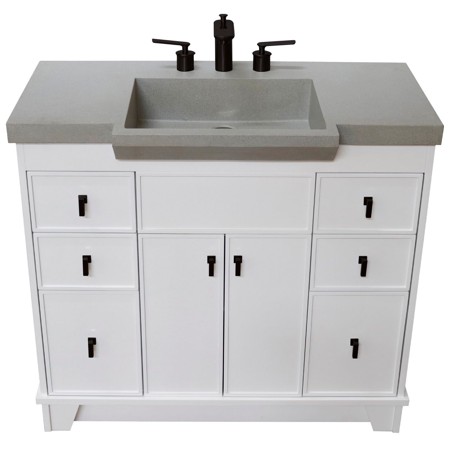 39" Single Sink Vanity White Finish in Gray Concrete Top
