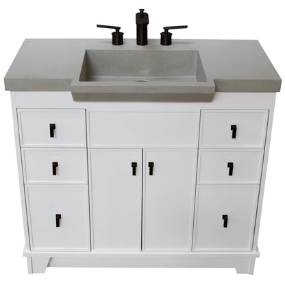 39" Single Sink Vanity White Finish in Gray Concrete Top