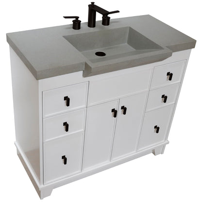 39" Single Sink Vanity White Finish in Gray Concrete Top