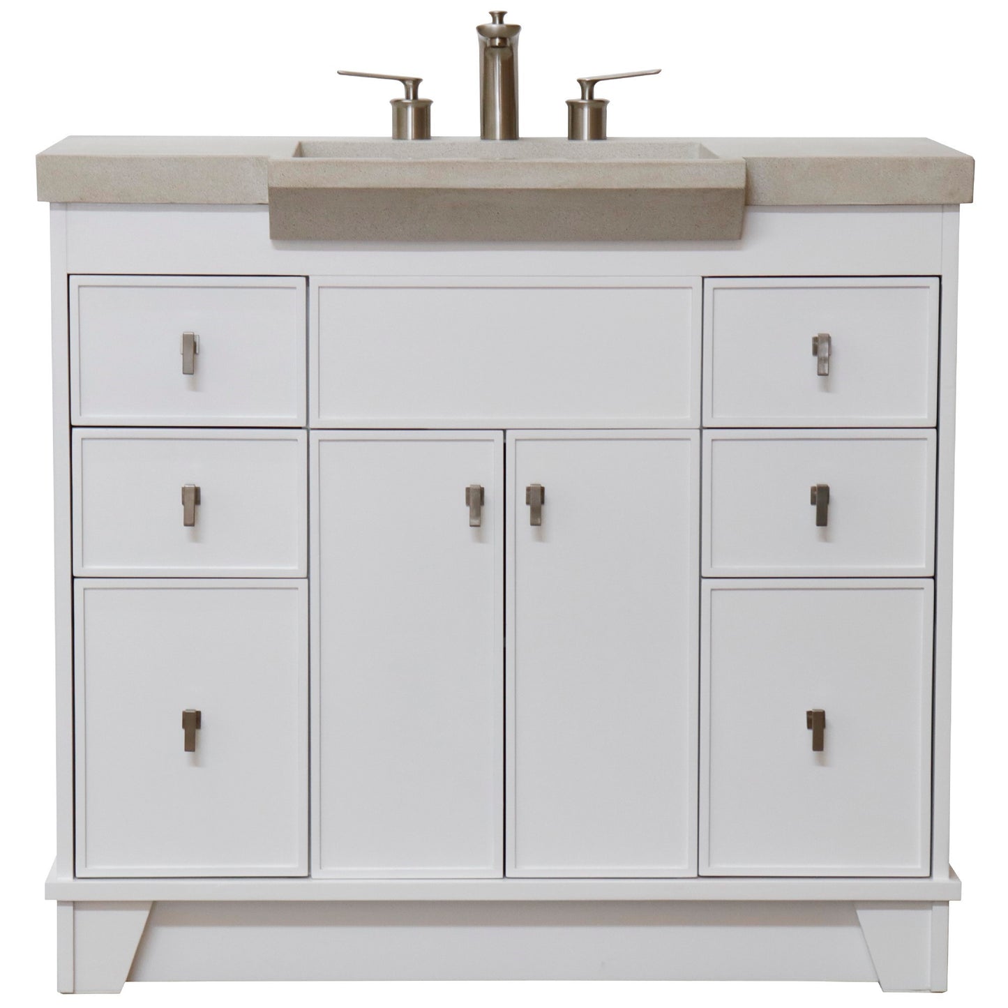 39" Single Sink Vanity White Finish in Sandy White Concrete Top