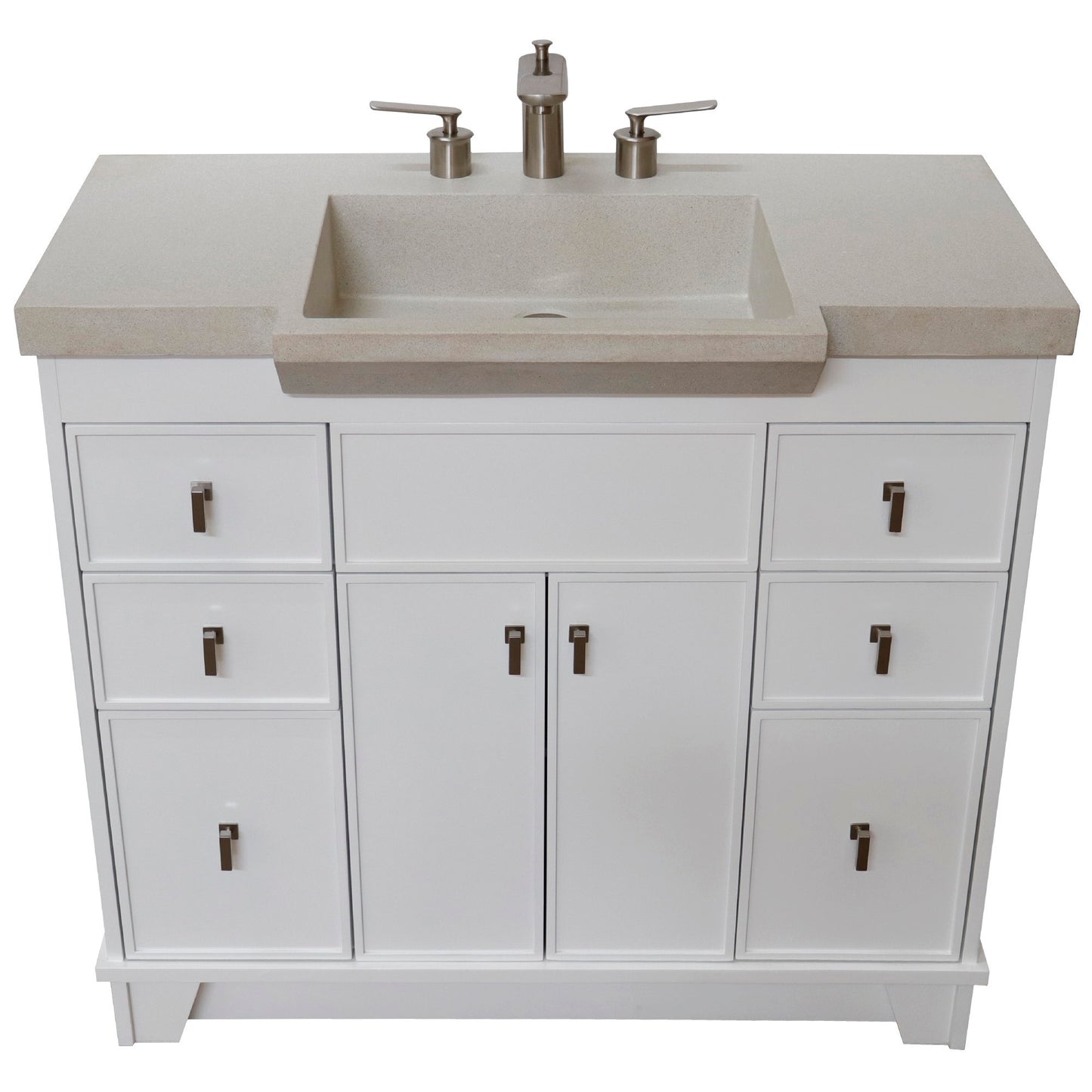 39" Single Sink Vanity White Finish in Sandy White Concrete Top