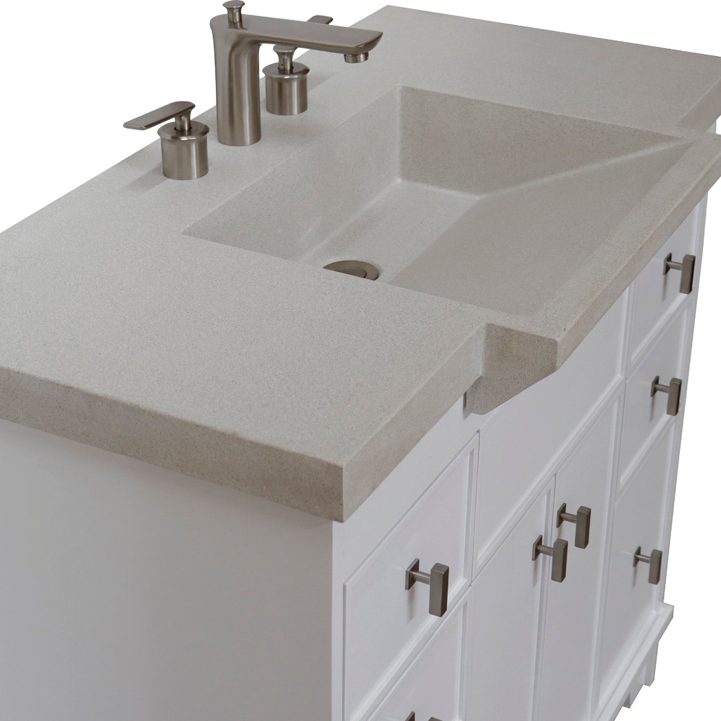39" Single Sink Vanity White Finish in Sandy White Concrete Top