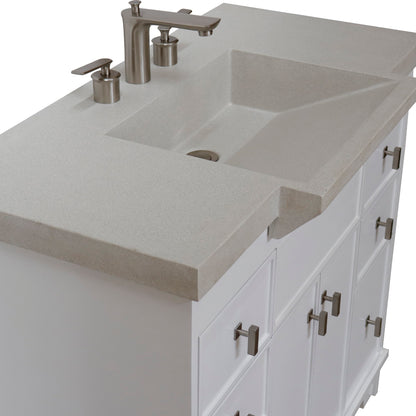 39" Single Sink Vanity White Finish in Sandy White Concrete Top