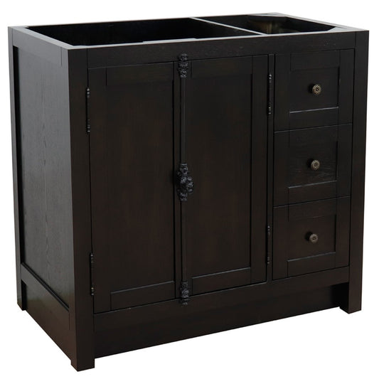 36" Single vanity in Brown Ash finish cabinet only Left doors