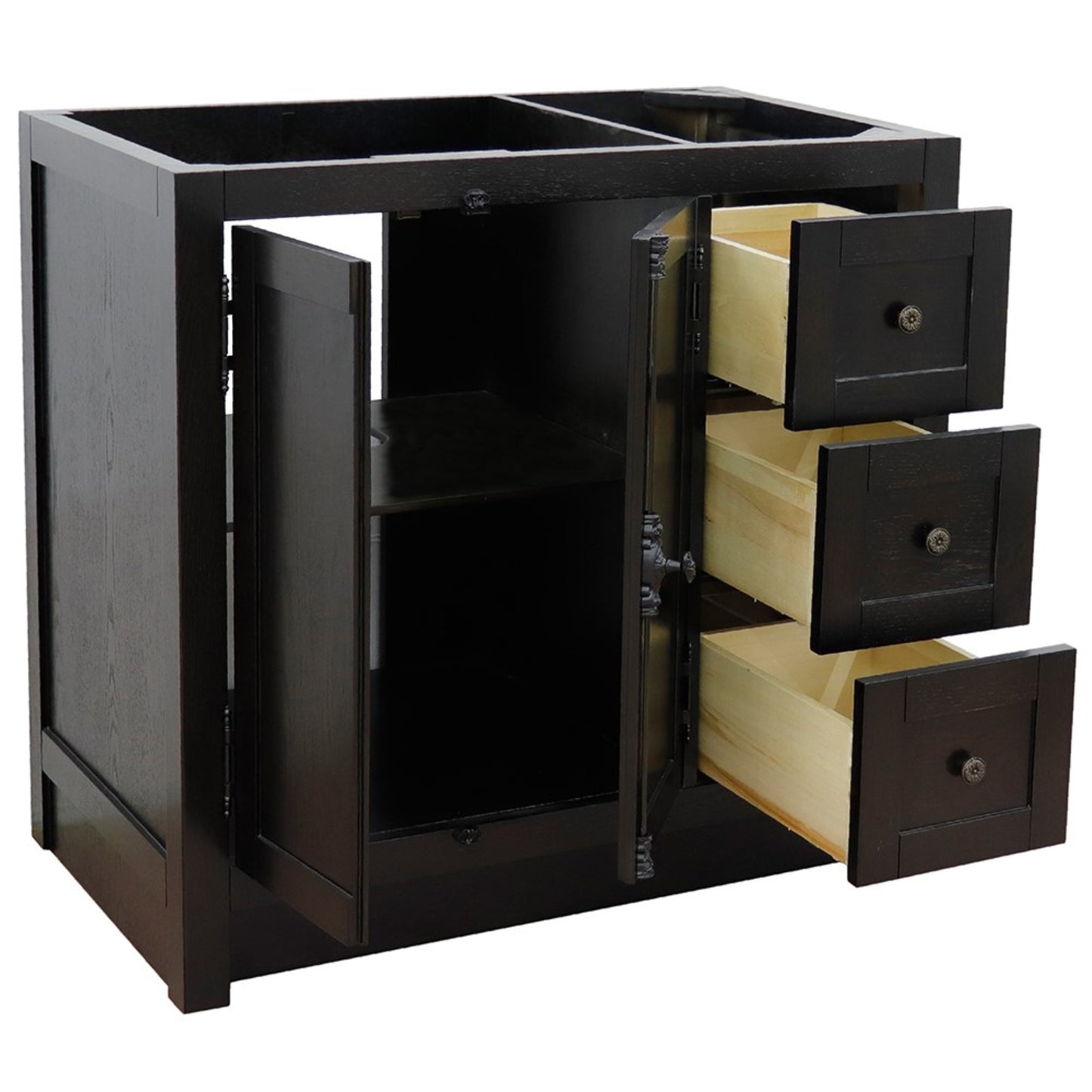 36" Single vanity in Brown Ash finish cabinet only Left doors