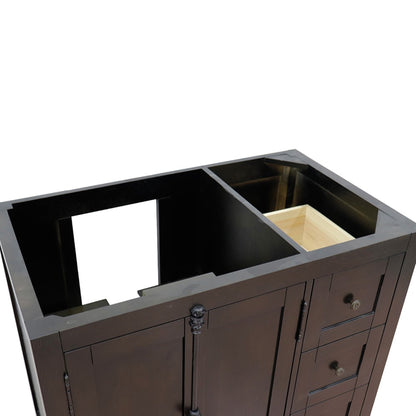 36" Single vanity in Brown Ash finish cabinet only Left doors