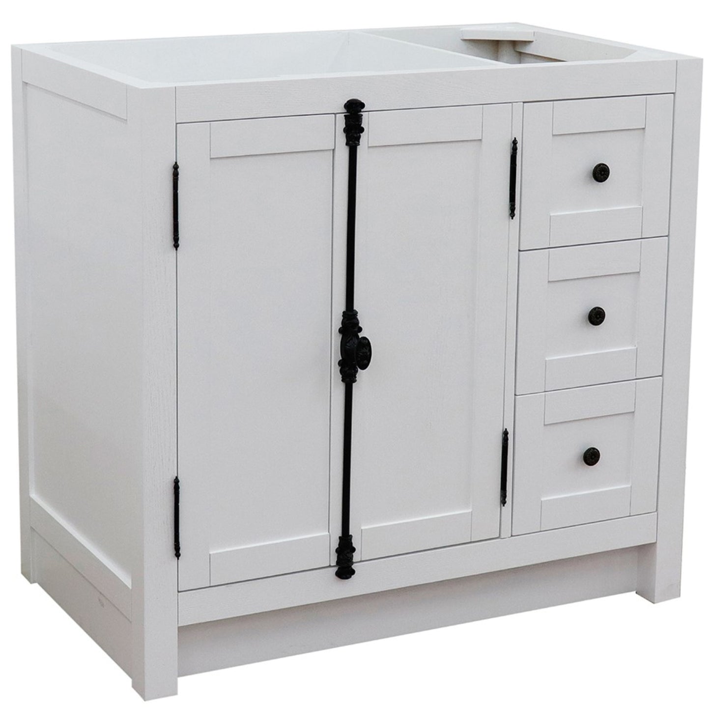 36" Single vanity in Glacier Ash finish cabinet only Left doors