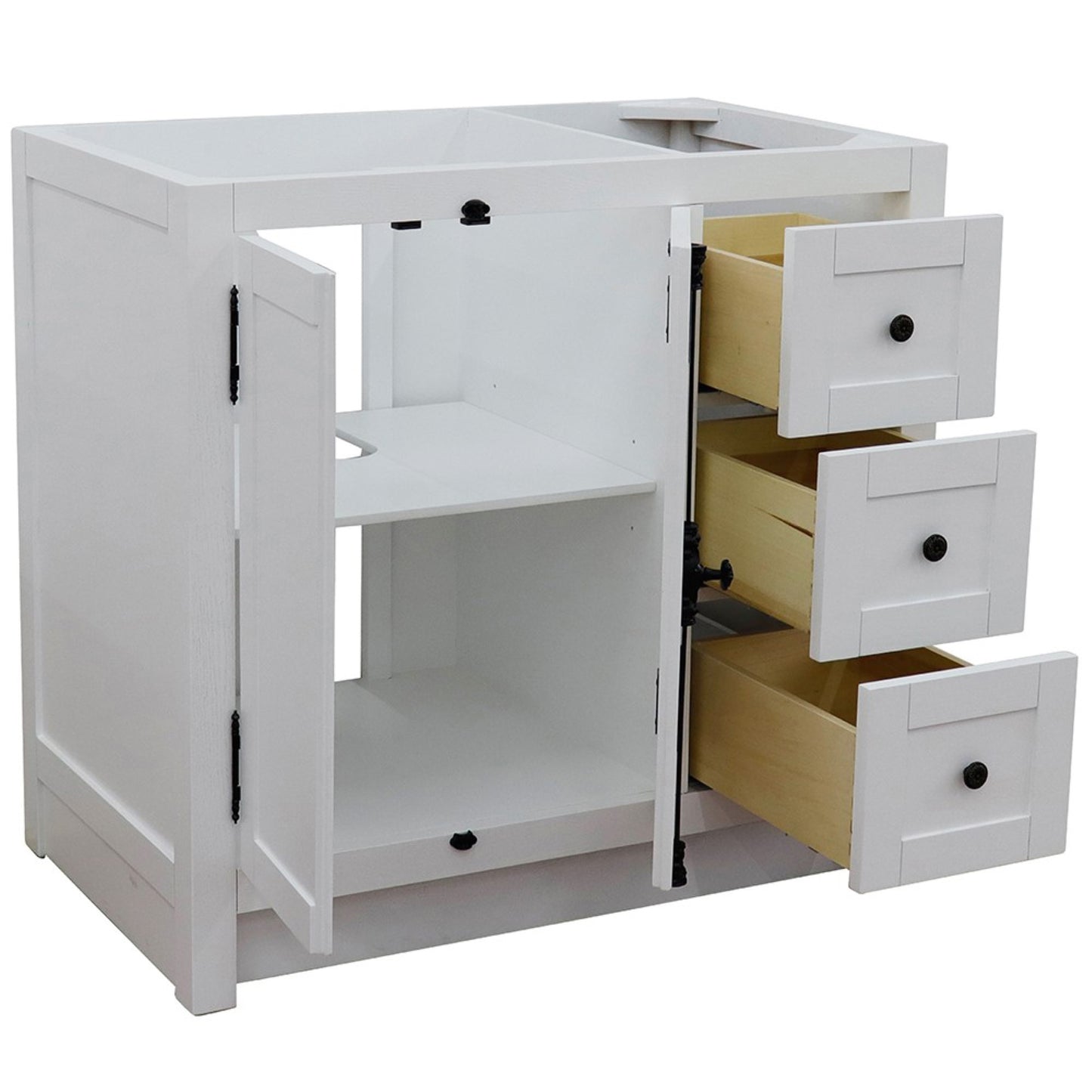36" Single vanity in Glacier Ash finish cabinet only Left doors
