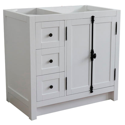 36" Single vanity in Glacier Ash finish cabinet only Right doors