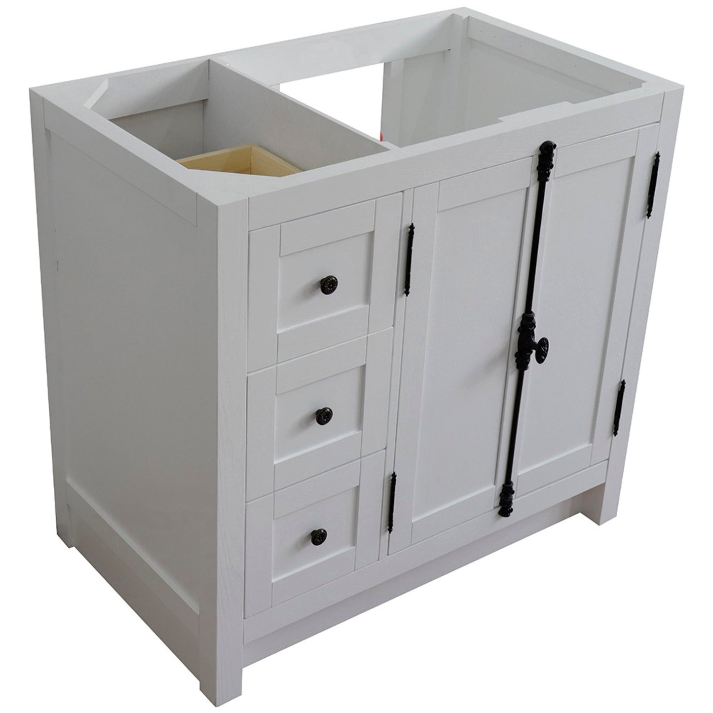 36" Single vanity in Glacier Ash finish cabinet only Right doors