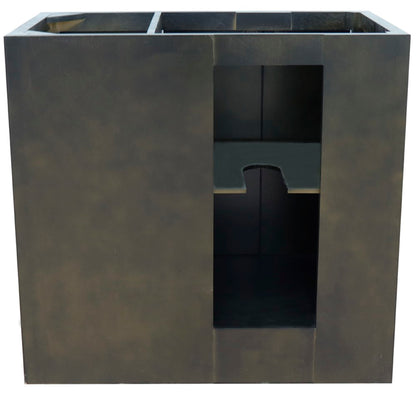 37" Single vanity in Brown Ash finish with Black galaxy top and oval sink Left doors/Left sink