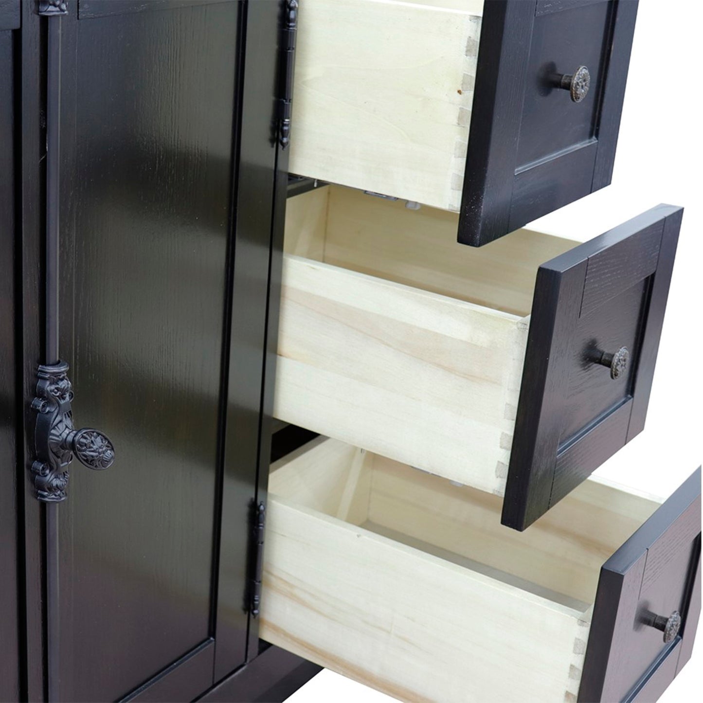 37" Single vanity in Brown Ash finish with Black galaxy top and oval sink Left doors/Left sink