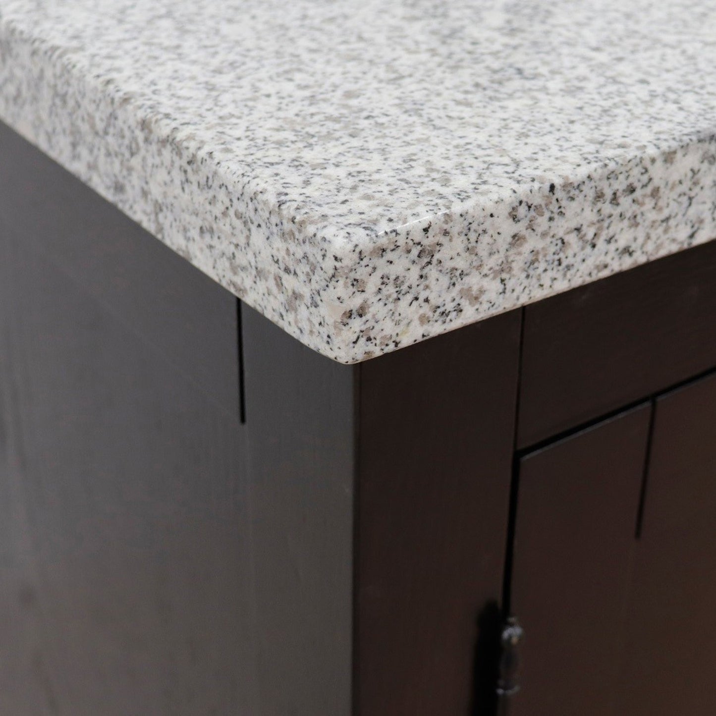 37" Single vanity in Brown Ash finish with Gray granite top and oval sink Left doors/Left sink