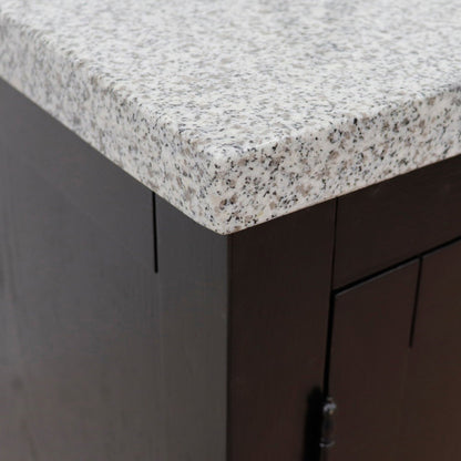 37" Single vanity in Brown Ash finish with Gray granite top and oval sink Left doors/Left sink