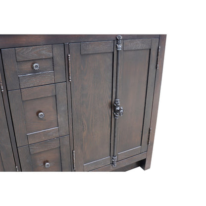 55" Double vanity in Brown Ash finish with Black Galaxy top and rectangle sink