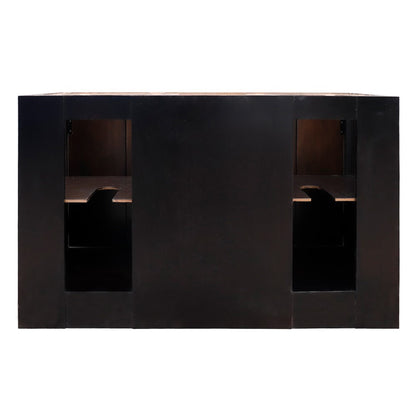 55" Double vanity in Brown Ash finish with Gray Granite top and rectangle sink