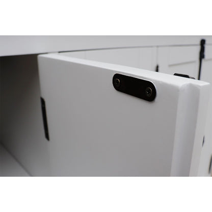 55" Double vanity in Glacier Ash finish with Black Galaxy granite top and rectangle sink