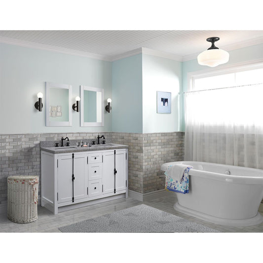 55" Double vanity in Glacier Ash finish with Gray granite top and rectangle sink