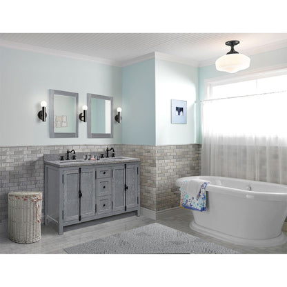 55" Double vanity in Gray Ash finish with Gray granite top and rectangle sink
