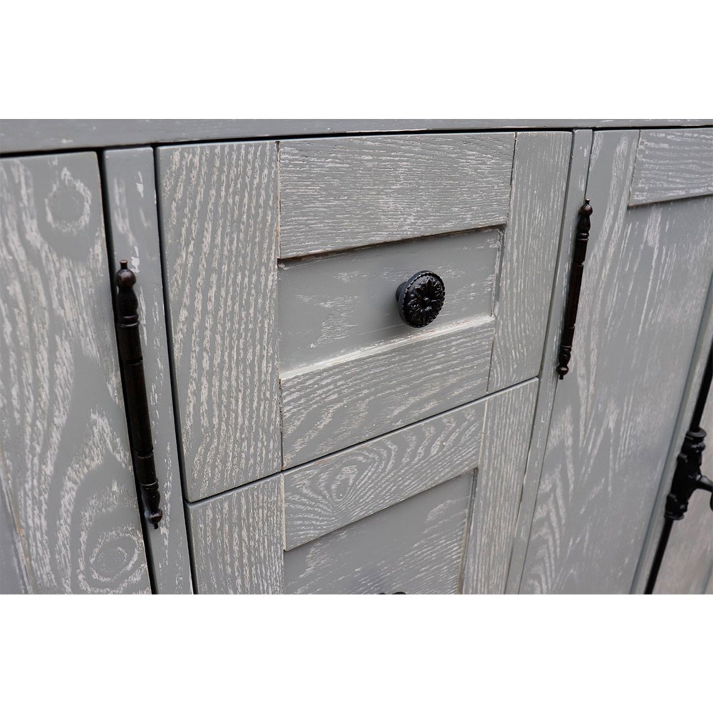 55" Double vanity in Gray Ash finish with Gray granite top and rectangle sink