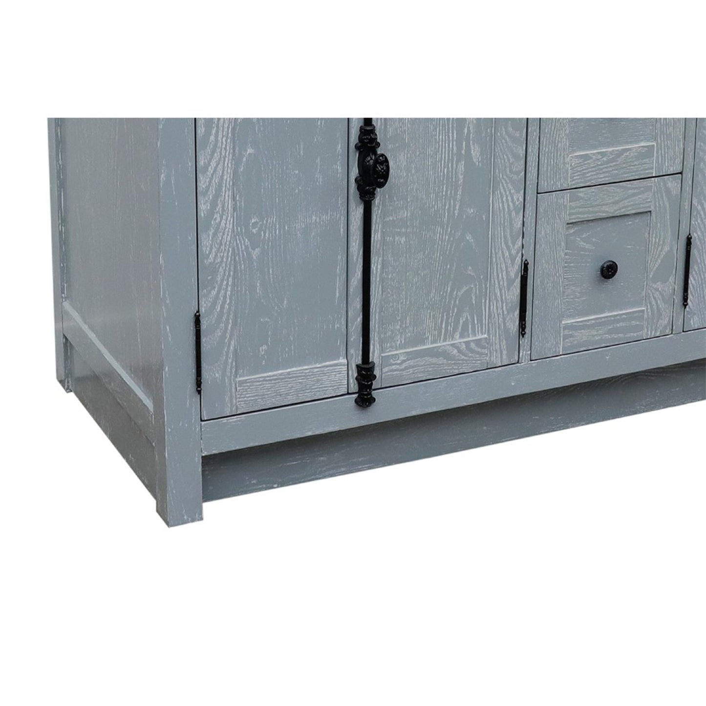55" Double vanity in Gray Ash finish with White Carrara marble top and rectangle sink