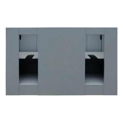 55" Double vanity in Gray Ash finish with White Carrara marble top and rectangle sink