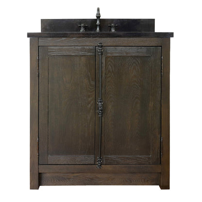 31" Single vanity in Brown Ash finish with Black Galaxy top and oval sink