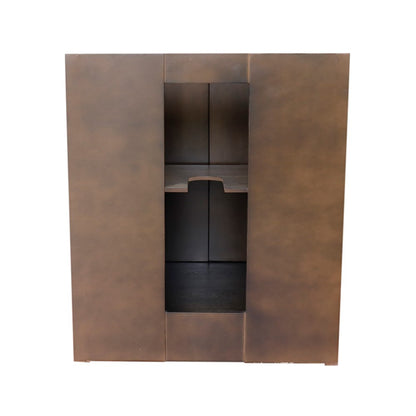 31" Single vanity in Brown Ash finish with Gray granite top and rectangle sink