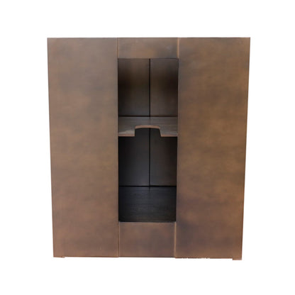 31" Single vanity in Brown Ash finish with White engineered stone top and round finish
