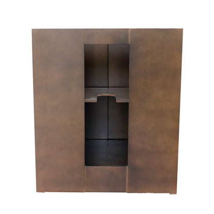 31" Single vanity in Brown Ash finish with White Carrara top and round sink