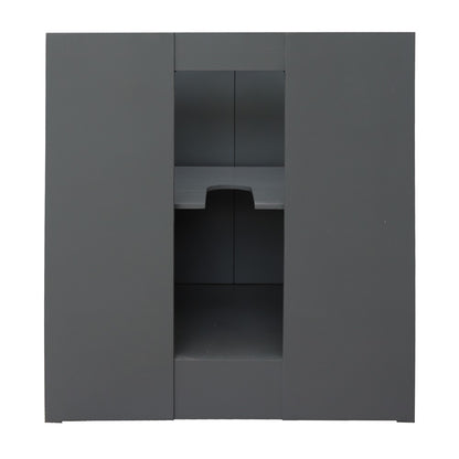 31" Single vanity in Gray Ash finish with Black Galaxy top and rectangle sink