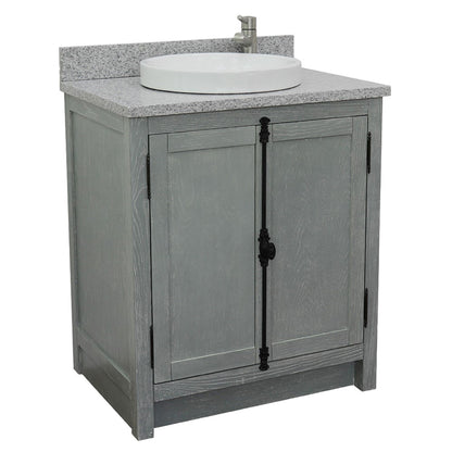 31" Single vanity in Gray Ash finish with Gray granite top and round sink