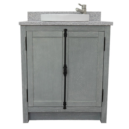 31" Single vanity in Gray Ash finish with Gray granite top and round sink