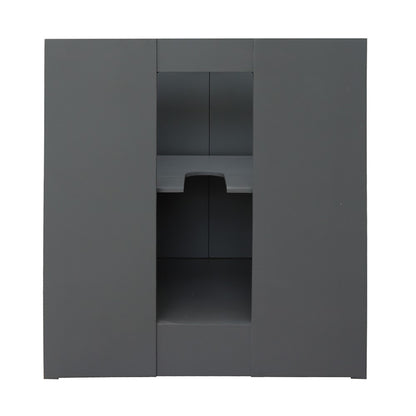 31" Single vanity in Gray Ash finish with White engineered stone top and oval sink