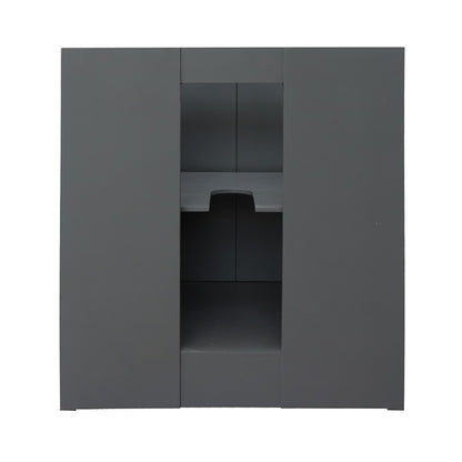 31" Single vanity in Gray Ash finish with White engineered stone top and round sink